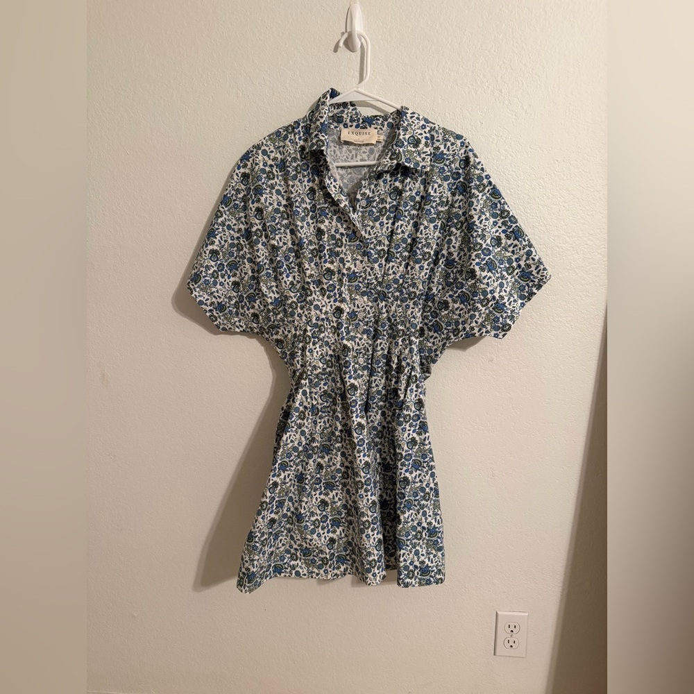 NWT Anthropology Exquise Tobie Blue Floral Dress-Large - Picture 4 of 5